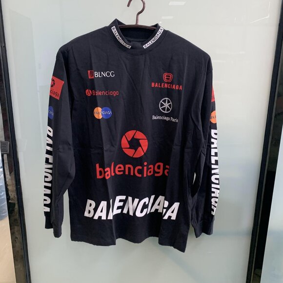 Balenciaga black printed long-sleeved T-shirt - Picture 1 of 7